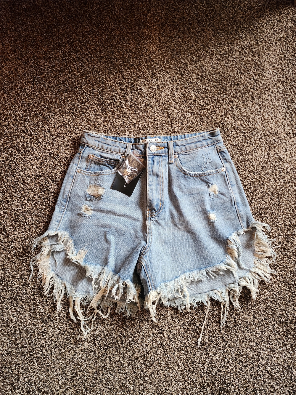 New With Tags. Signature8 Light Blue Distressed Denim Shorts